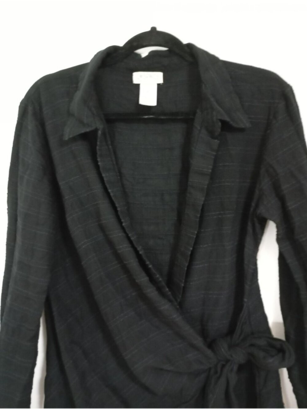 L Space Womens Black Wrap Dress With Collared Neck & Tie Waist In Large — image 5 of 8